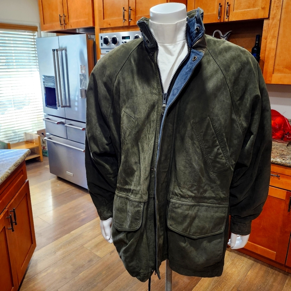 MARC of New York Heavy Suede Olive Green Jacket - Mens Large